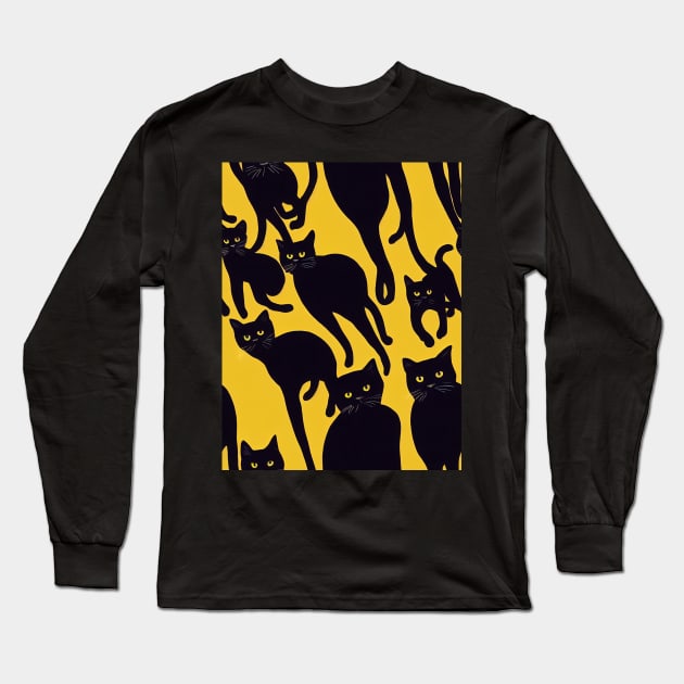 Black Cats for Cat lovers. Perfect gift for National Black Cat Day, model 9 Long Sleeve T-Shirt by Endless-Designs